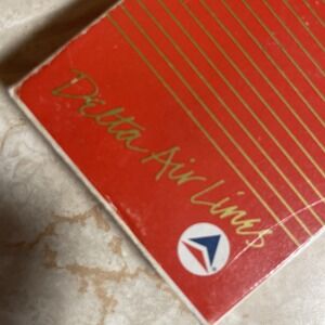 Vintage Delta Airlines Poker Bridge Playing Cards Red & Gold Striped Box